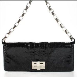 Kooba Black Patent Leather Chain convertible Wristlet Clutch